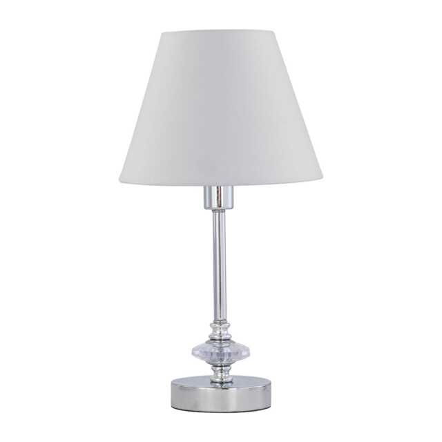 Chrome Jewelled Table Lamp with Ivory Off White Shade Chrome White Medium 1