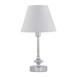 Chrome Jewelled Table Lamp with Ivory Off White Shade Chrome White Medium 1
