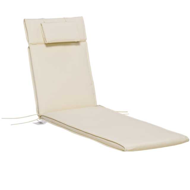 Outsunny Garden Sun Lounger Cushion ONLY, Recliner Pad with Pillow, Cream