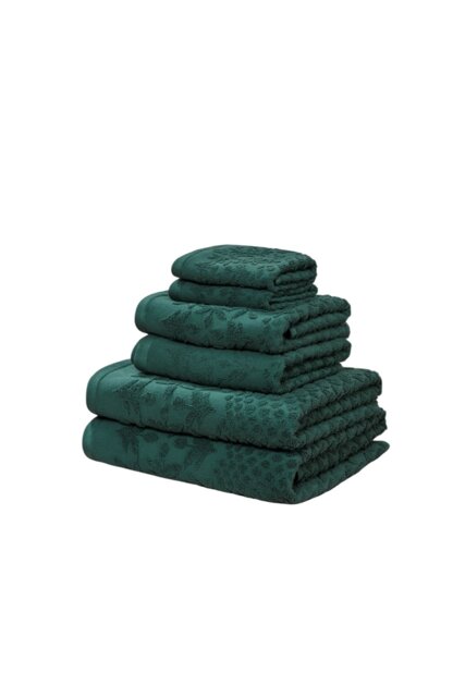 Versailles Jacquard 6 Piece Cotton Towels Bale Set Soft and Absorbent Green Bath towel