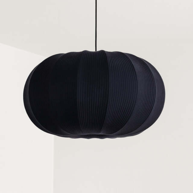CGC Lila Navy Oval Ribbed Stretch Cotton Lampshade