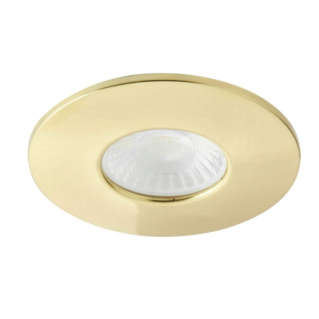 BHS Nate LED Fixed Fire Rated IP65 Recessed Spotlight Gold Satin Brass 1