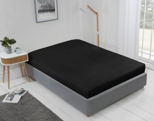 Brights Collection Non Iron Fitted Sheet in Black - Double