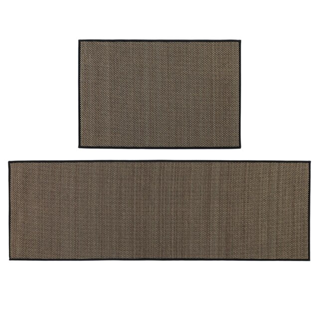 JVL Antarra Machine Washable Entrance Doormat and Runner Set - Black