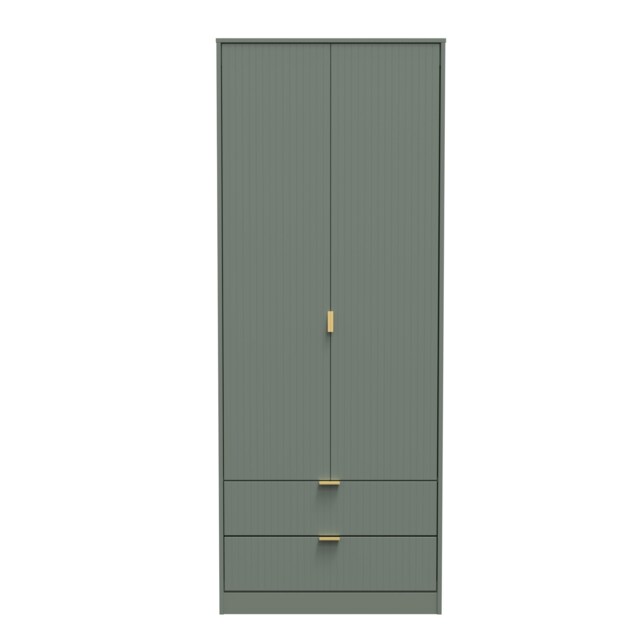 Denver Tall 2 Drawer Double Wardrobe in Reed Green (Ready Assembled) Green Reed Green