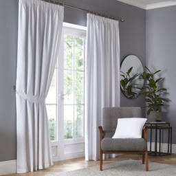 Fusion Dijon Pencil Pleat Curtains White
