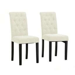 MCC Direct Set of 2 Fabric Linen Button Back Kitchen Dining Chairs