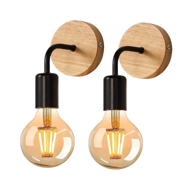 Wall Light Indoor Pack of 2 Wall Lamp Wood E27