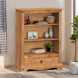 Mercers Furniture Corona 1 Drawer Bookcase Open Display Shelving Storage Solid Wood Pine Wooden with Mexican Styling