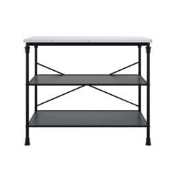 Fairmont Kitchen Island - Wood Variant/Metal - L65 x W115 x H91 cm - Marble Effect/Black - Flat Pack