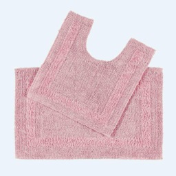 Homescapes Luxury Reversible Cotton Bath Mat Set - Blush Pink