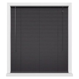 180cm Black Aluminium Venetian Blinds 152cm Drop (25mm Slats) Black Black