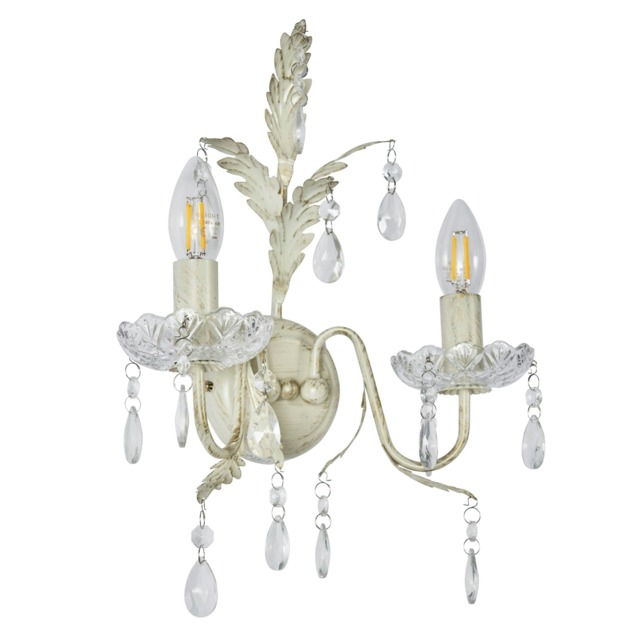 BHS Paisley 2 Light Wall Light, Cream
