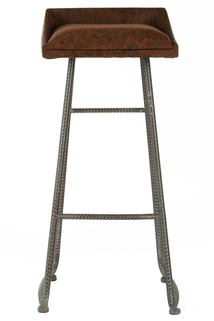 Sturdy Brown Leather Effect Bar Stool, Durable Constructed Modern Bar Stool, Stylish Luxury Bar Stool Brown