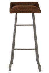 Sturdy Brown Leather Effect Bar Stool, Durable Constructed Modern Bar Stool, Stylish Luxury Bar Stool Brown