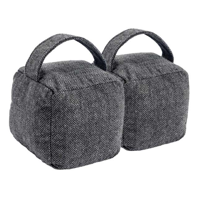 Nicola Spring Herringbone Door Stops - 16 x 16cm - Grey - Pack of 2