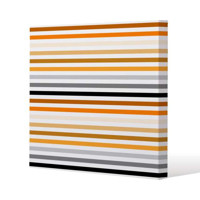 striped pattern, orange black gray beige and brown (Canvas Print) / 46 x 46 x 4cm Multi