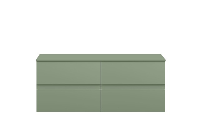 Balterley Mavesyn Contemporary 4 Drawer Wall Hung Vanity Unit with Worktop, Satin Green, 1200mm