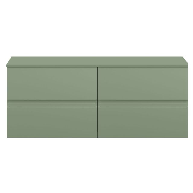 Balterley Mavesyn Contemporary 4 Drawer Wall Hung Vanity Unit with Worktop, Satin Green, 1200mm