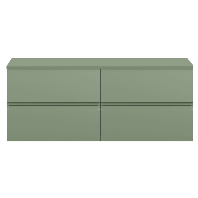 Balterley Mavesyn Contemporary 4 Drawer Wall Hung Vanity Unit with Worktop, Satin Green, 1200mm