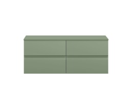 Balterley Mavesyn Contemporary 4 Drawer Wall Hung Vanity Unit with Worktop, Satin Green, 1200mm