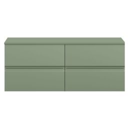 Balterley Mavesyn Contemporary 4 Drawer Wall Hung Vanity Unit with Worktop, Satin Green, 1200mm