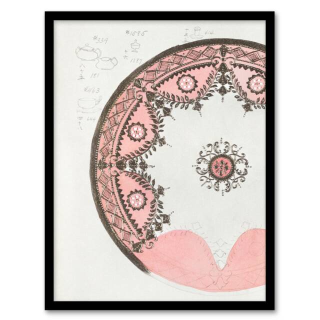 "Vintage Pink Gold Plate Design Vintage Framed Wall Art Print Noritake 12x16"""