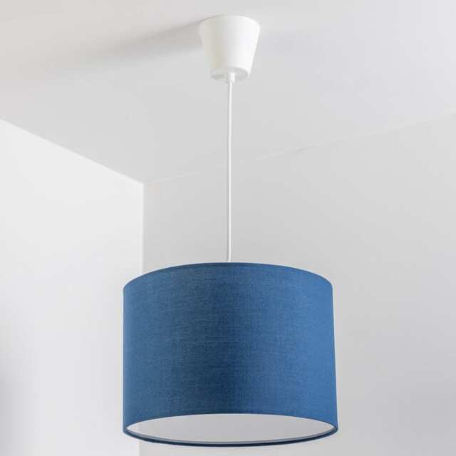 CGC Lighting Lucia Navy Blue Drum Lampshade with Frosted Opal Diffuser Blue Navy Blue 20 cm height, 30 cm diameter
