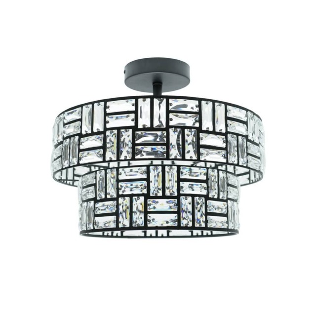 ValueLights Elise Acrylic Black 2 Tier Lamp Shade & Bulbs Black
