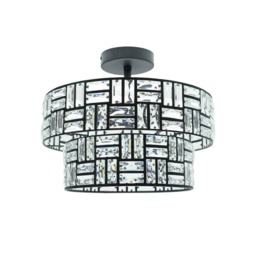 ValueLights Elise Acrylic Black 2 Tier Lamp Shade & Bulbs Black