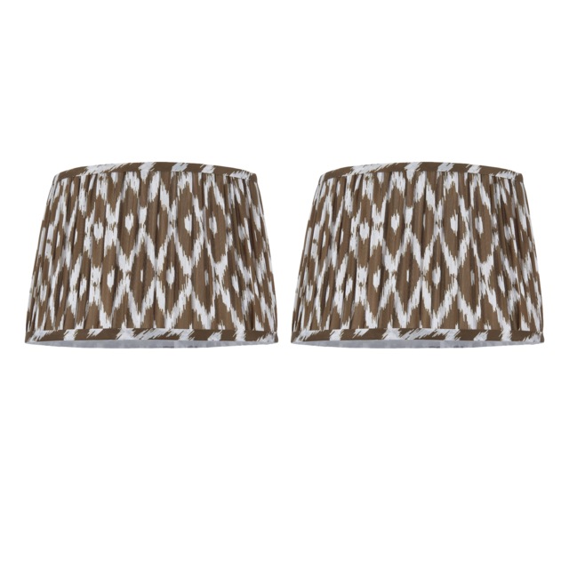 Set of 2 Burford - Ikat Faux Silk Abstract 30cm Pendant or Lampshades