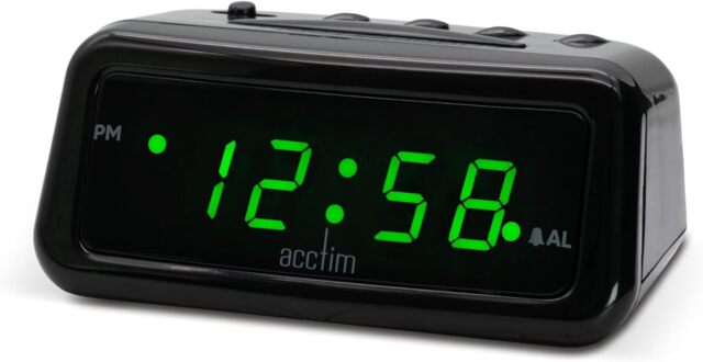 Acctim Cory 0.6 inch LED Display USB-C Smart Connector Digital Alarm Clock Black Black/Green