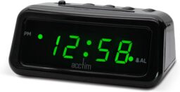 Acctim Cory 0.6 inch LED Display USB-C Smart Connector Digital Alarm Clock Black Black/Green