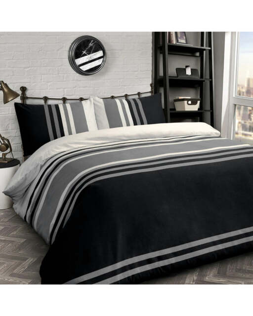 Velosso Tonal Printed Cotton Blend Duvet Cover and Pillowcase Set Black Single