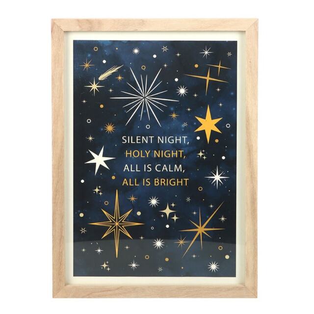 Something Different Silent Night Christmas Framed Wall Art Gold Navy/Gold/White One Size 1