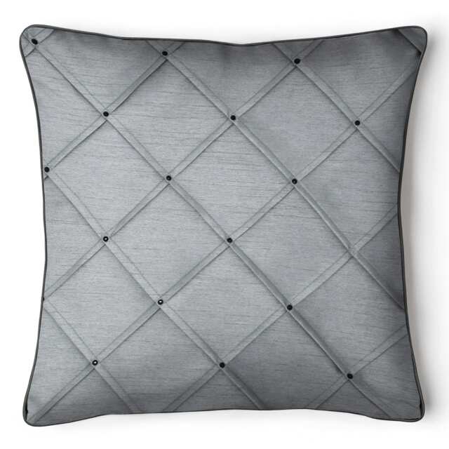 Pintuck Pleast With Gem Stud Detail Cushion - 43cm x 43cm Black
