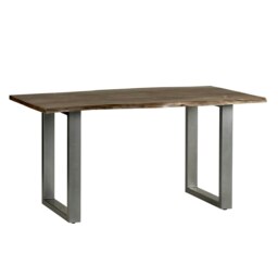 Linden Live Edge Medium Sized Dining Table 1.5M Wood and Metal Brown