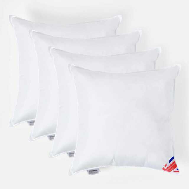 "Homescapes Luxury Super Microfibre Cushion Pad Insert Inner 50 x 50 cm (20 x 20 inches) - Pack of 4 White 50 x 50 cm (20 x 20"")"