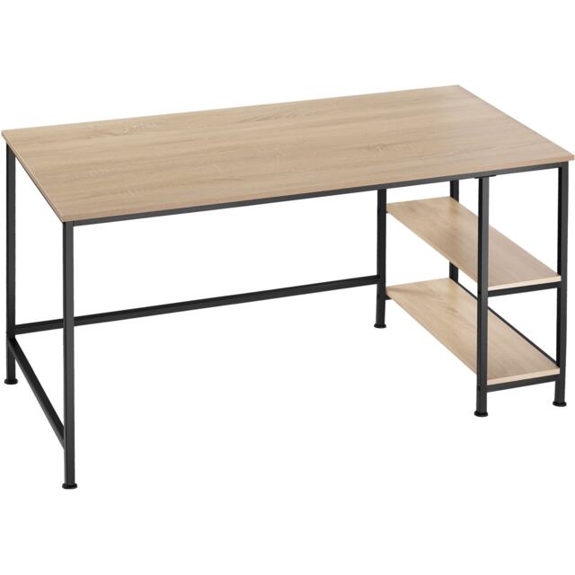 Desk Canton - shelf with 2 storage compartments Brown industrial wood light, oak Sonoma 120 x 60 x 75,50 cm 1