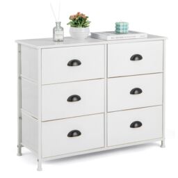 COSTWAY 6 Drawers Dresser Organizer 2 Tier Fabric Storage Organizer White