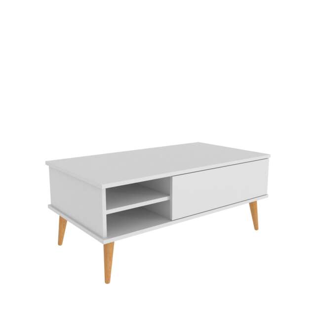 Decorotika Como Coffee Table with Open Shelves and Cabinet - 110 cm W x 46 cm H x 60 cm D