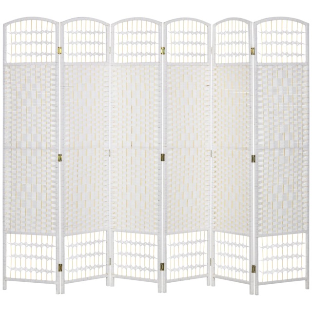 HOMCOM 6 Panel Folding Room Divider, Freestanding Privacy Screen, White
