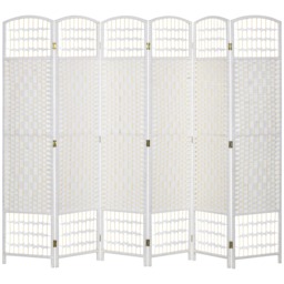 HOMCOM 6 Panel Folding Room Divider, Freestanding Privacy Screen, White
