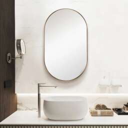 Living and Home 70cm Modern Oval Bathroom Wall Mirror Decor Mirror Gold 70cm
