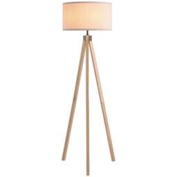 HOMCOM Floor Lamp with Elegant Wood Tripod, Free Standing E27 Bulb Lamp Versatile Use For Home Office Beige