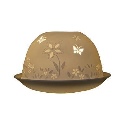 Nordic Lights Tealight Porcelain Candle Shade and Plate Stencil Butterfly