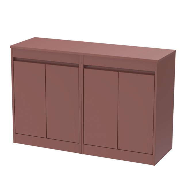 Balterley Chartley Contemporary Floor Standing 2 Door Vanity Unit with Laminate Worktop, 1200mm, Smoked Red