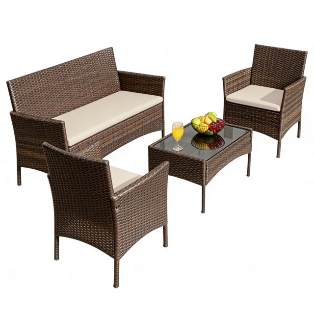 Rattan Furniture Garden Table, Chair and Sofa Set Roger