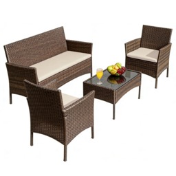 MCC DIrect Rattan Sofa Chairs and Table Outdoor Patio Garden Furniture Bistro Set Roger