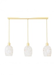 ValueLights India White Confetti Glass Shade 3 Drop Brushed Gold Diner Ceiling Pendant Light Gold